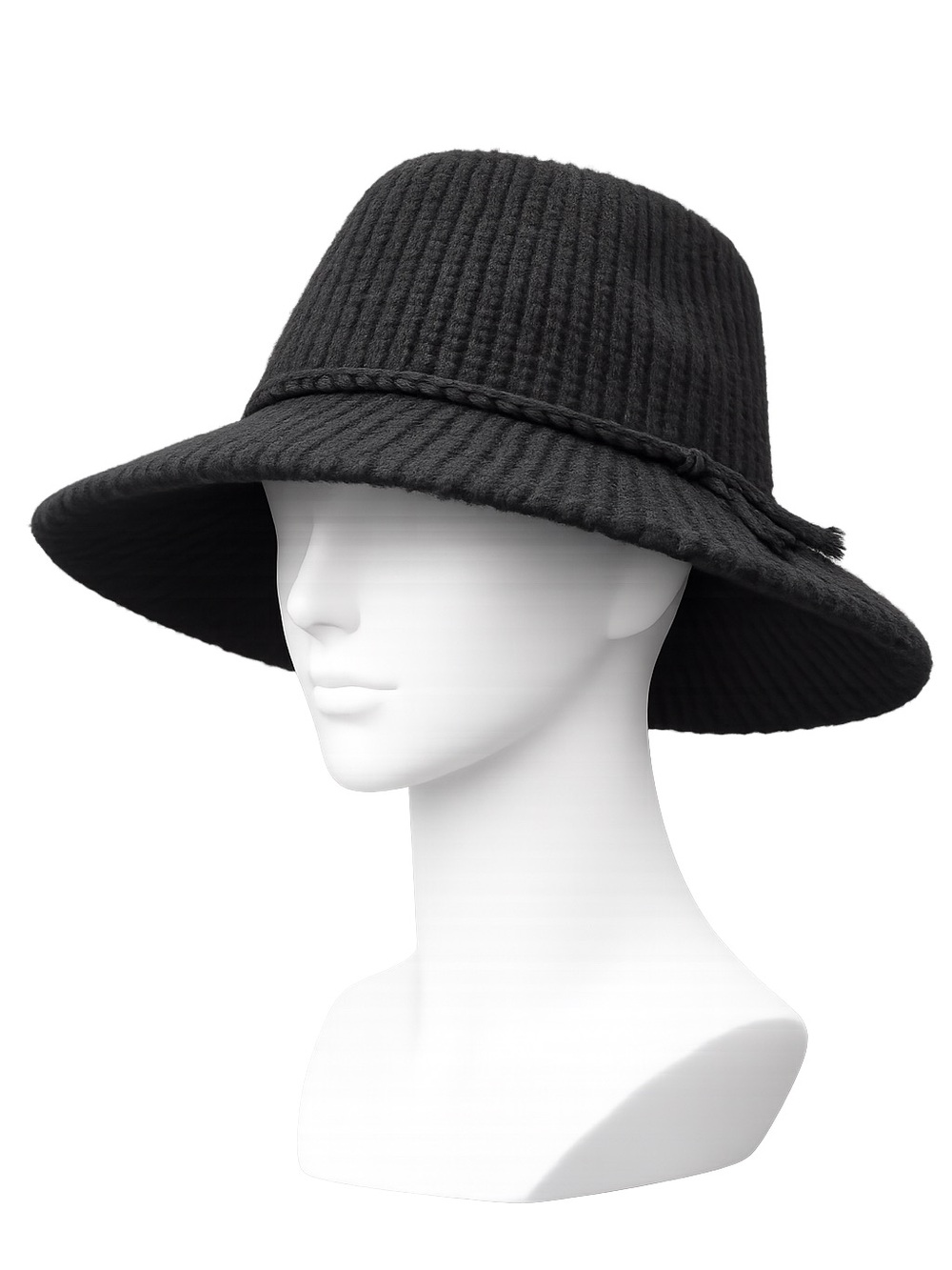 ☀️Time and Tru Black Wide Brim Knit Bucket Hat
